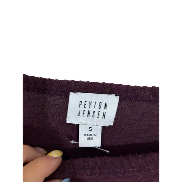 Evereve Peyton Jensen Asymmetric Sweater Burgundy Eggplant Casual Comfort Lounge - Picture 3 of 4